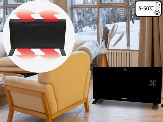 Скляний конвекційний обігрівач Maltec Eco Wi-Fi термостат чорний