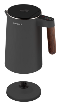 Электрочайник с регулятором температуры 1,5 Л, CONCEPT NORWOOD RK3305 темно-серый